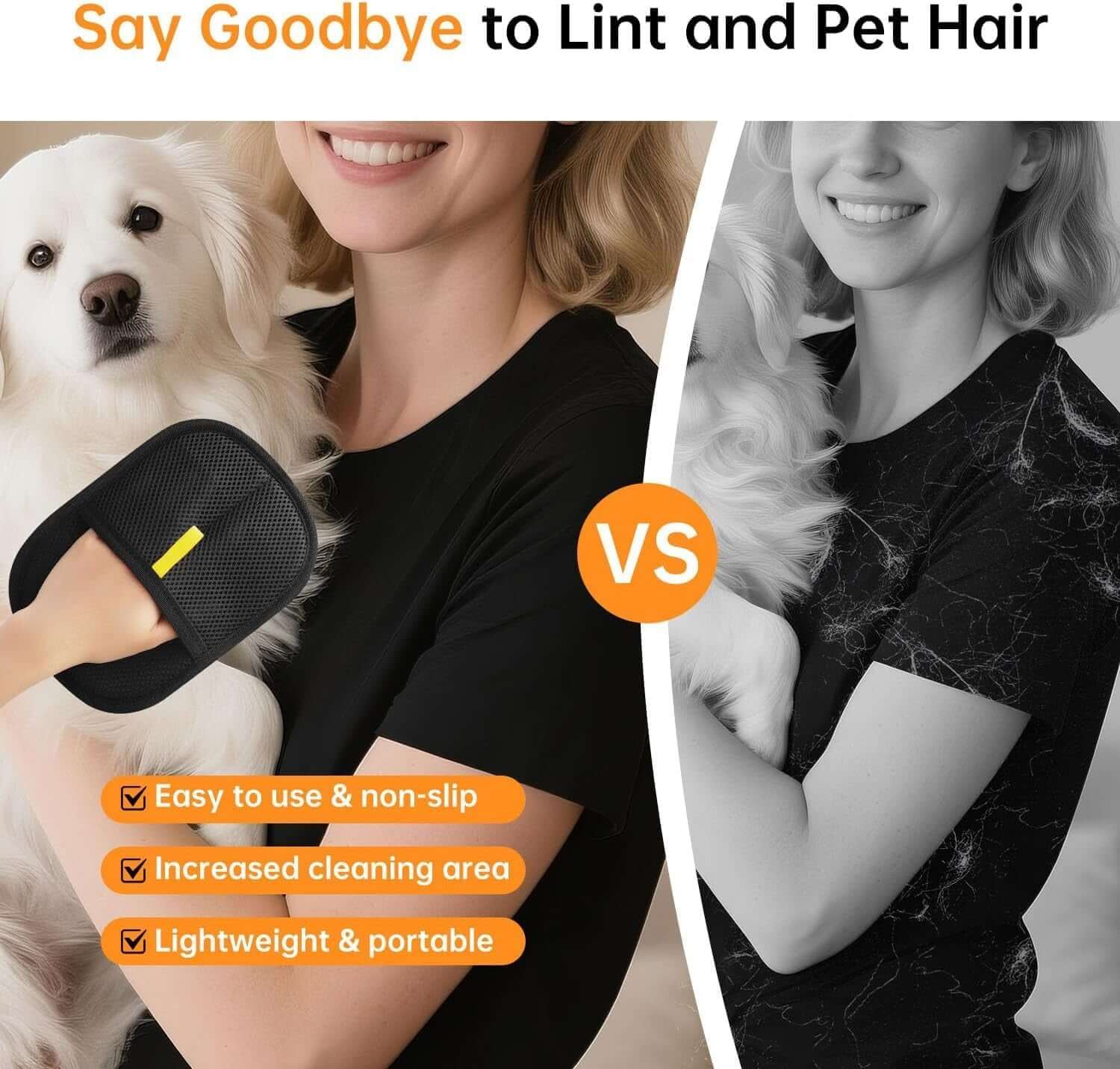 2PCS Pet Hair Removal Glove,Electrostatic Pet Hair Removal Gloves,Reusable Cat &amp; Dog Hair Remover （2PCS）