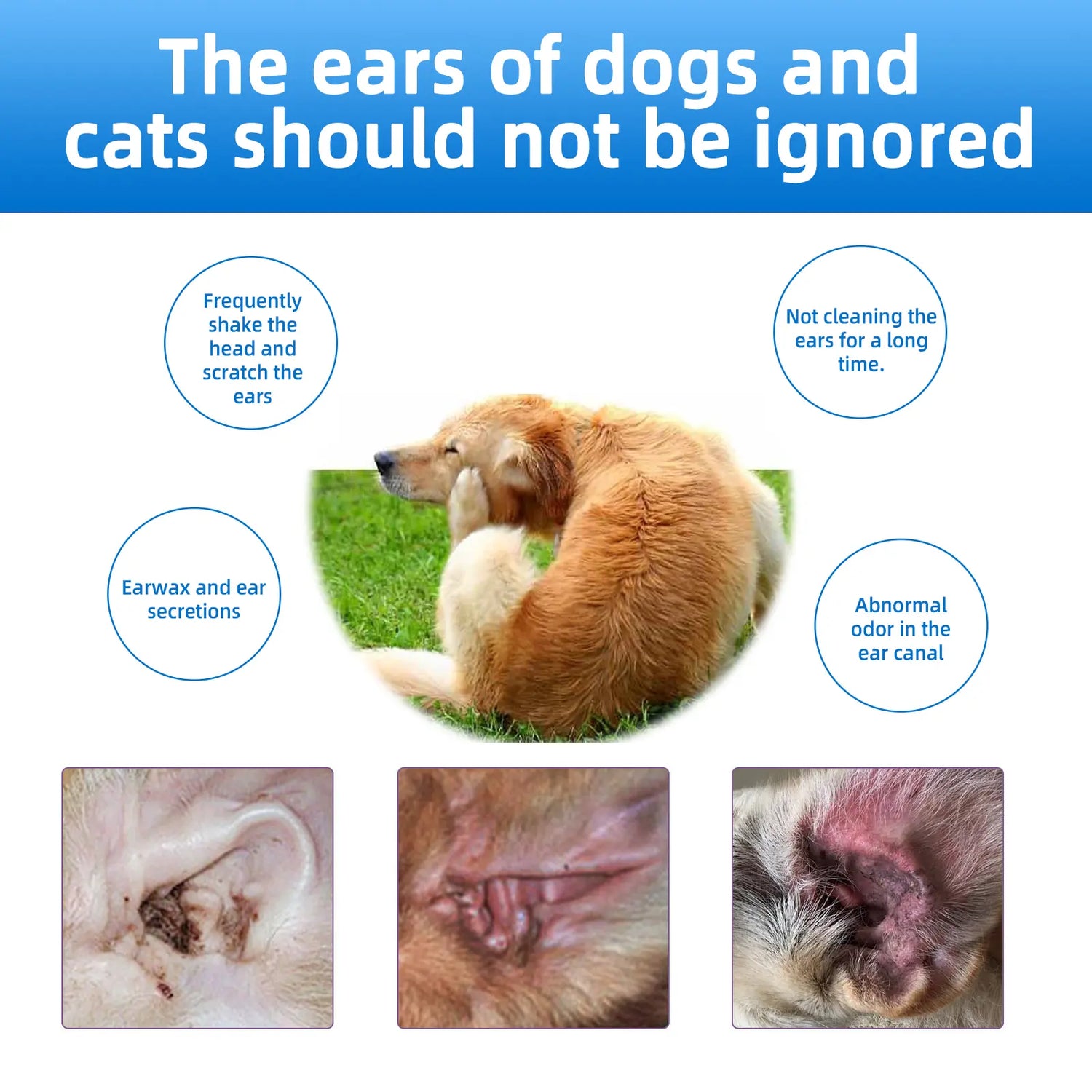 Pet ear cleaning solution for dogs and cats