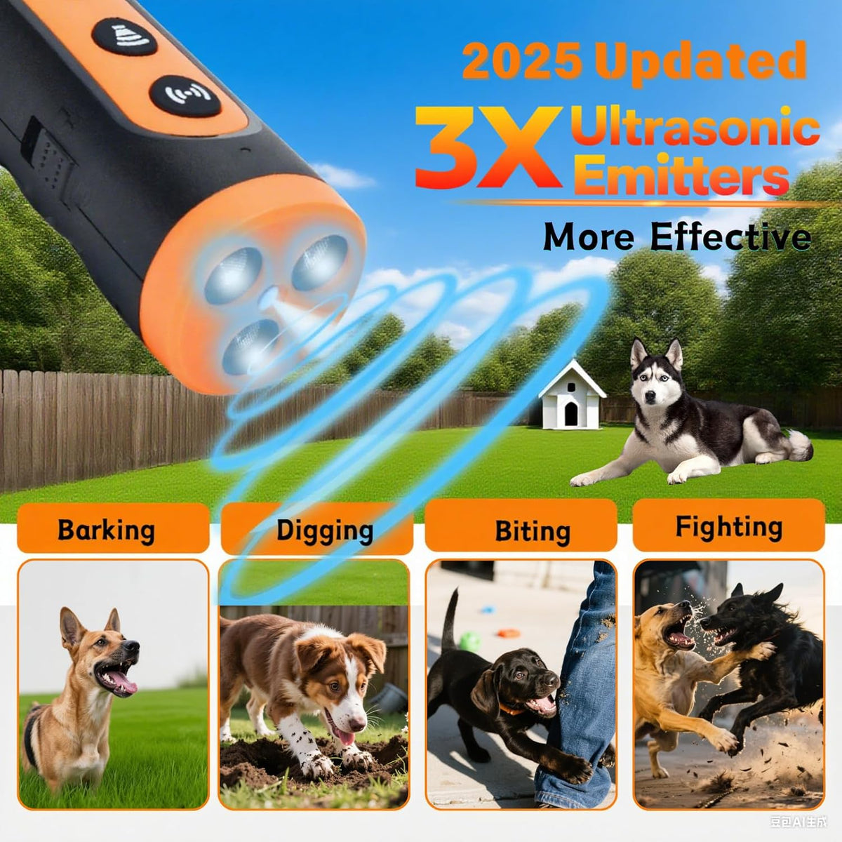Anti bark trainer for dogs – PawBuddies™ ultrasonic bark deterrent with 35ft range