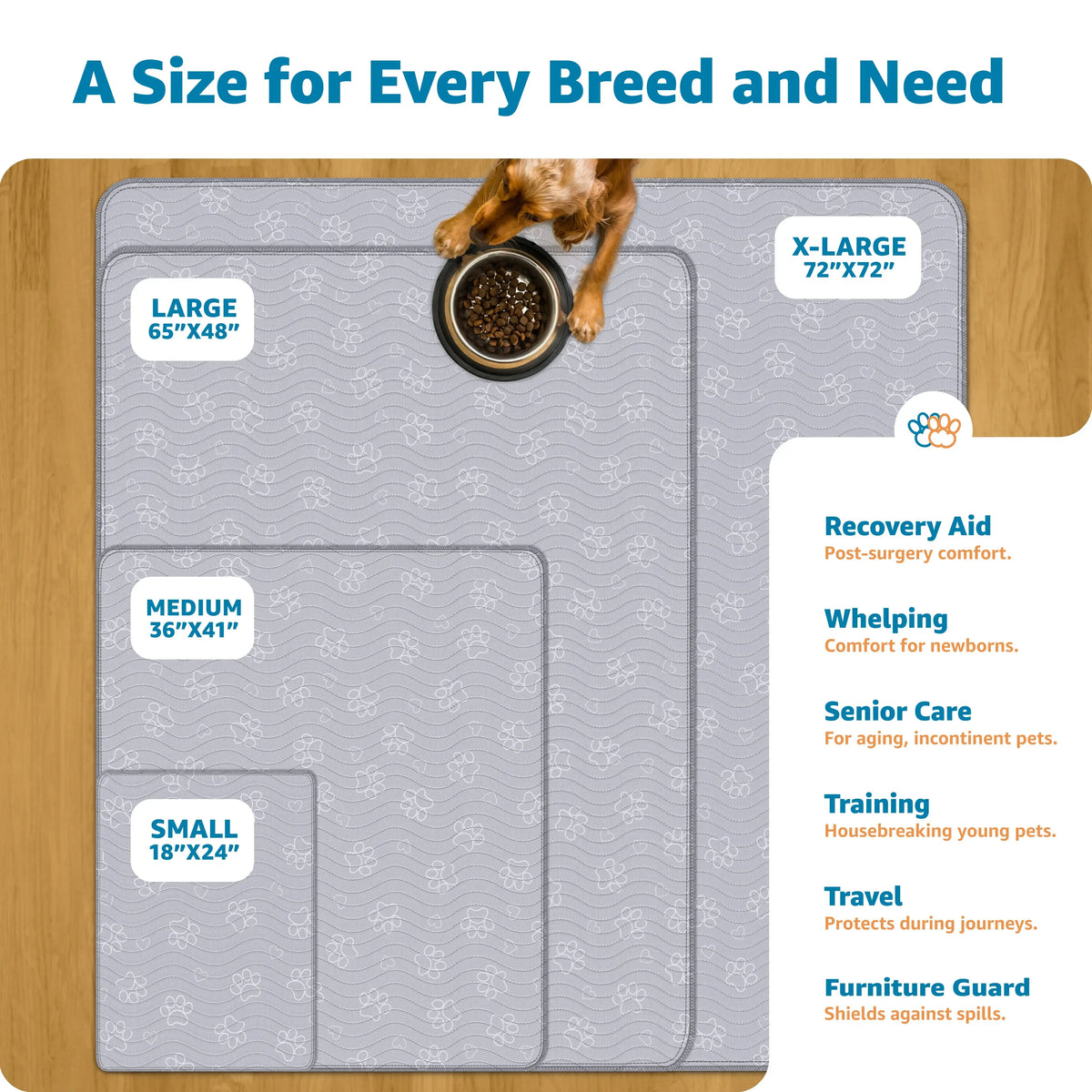 Reusable washable puppy potty pad with leakproof backing