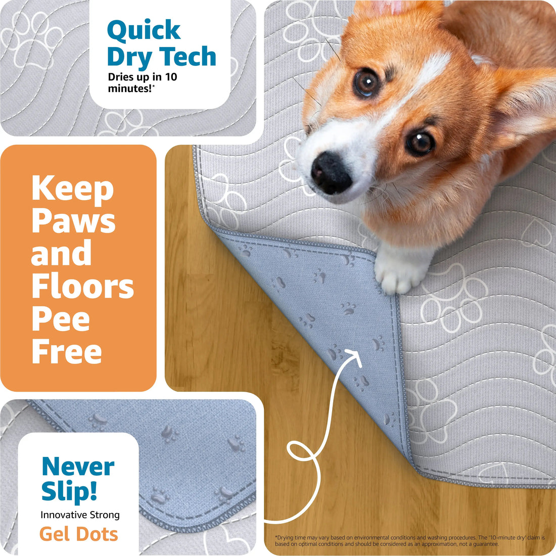 Reusable washable puppy potty pad with leakproof backing