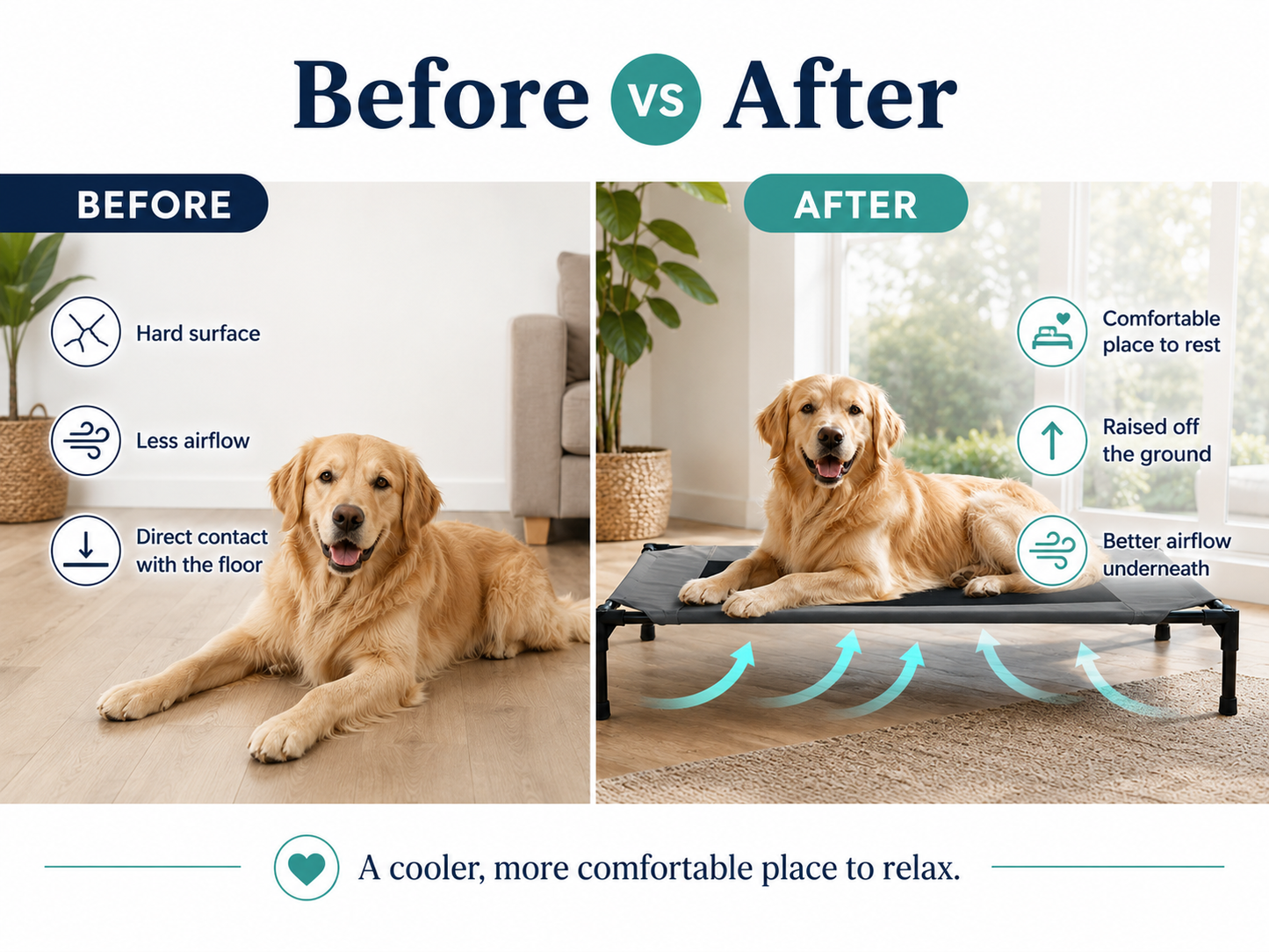PawBuddies™ Elevated Cooling Dog Bed | Breathable Mesh | Large