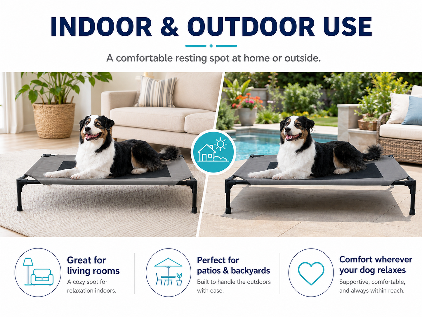 PawBuddies™ Elevated Cooling Dog Bed | Breathable Mesh | Large