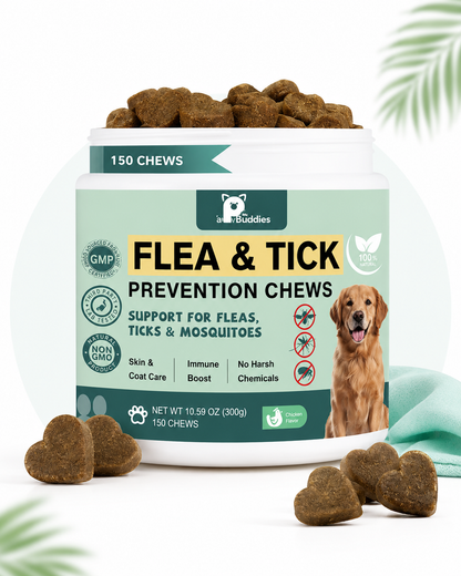 Natural Flea & Tick Soft Chews for Dogs – Chicken Flavor | 50 Chews | All Breeds