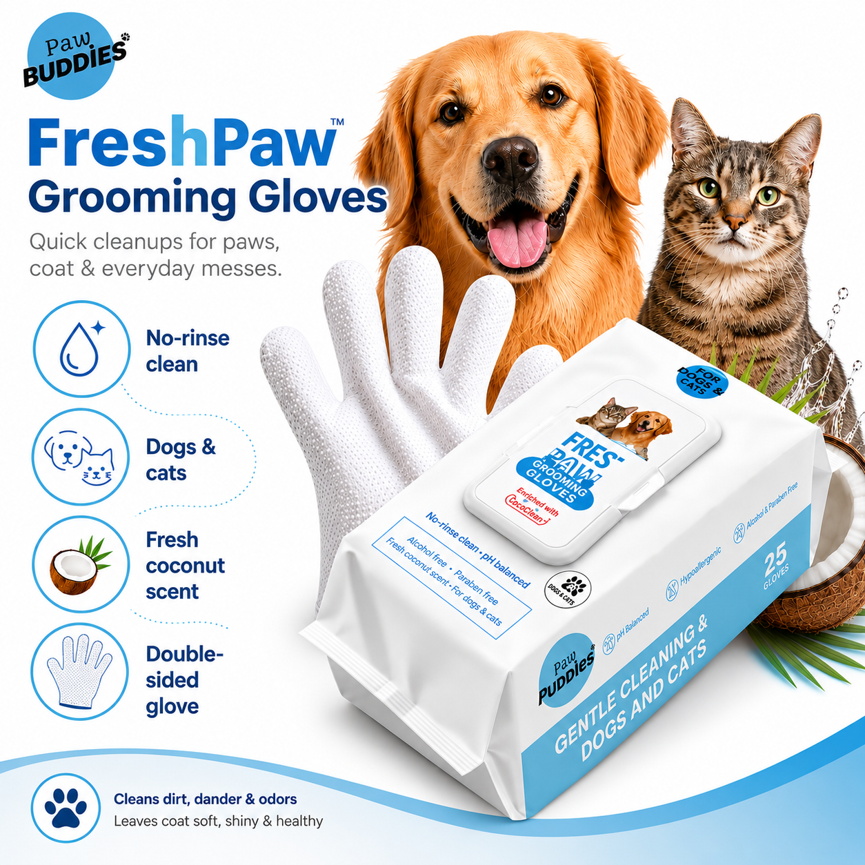 PawBuddies™ FreshPaw Grooming Gloves
