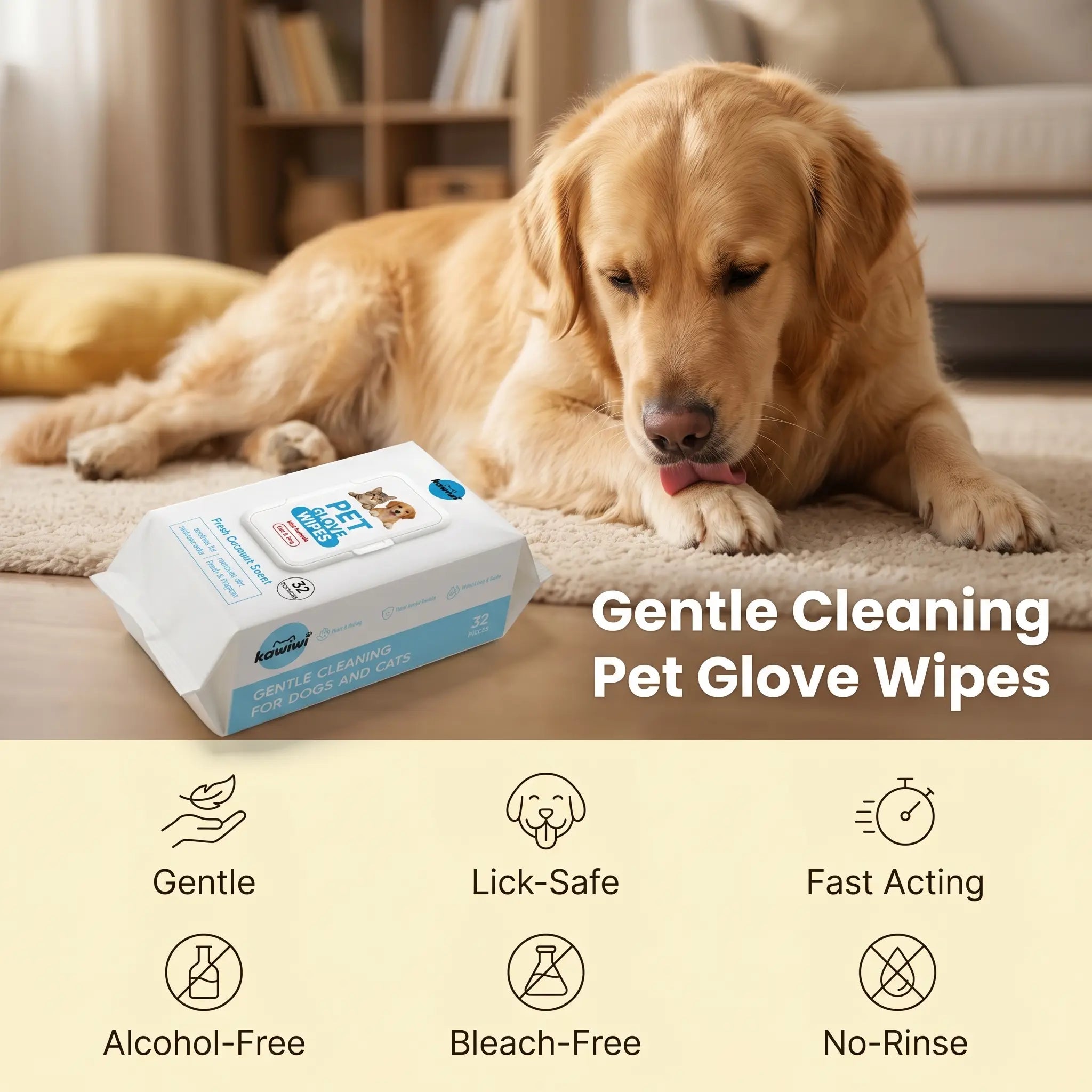 Waterless grooming gloves for cleaning loose fur and dirt