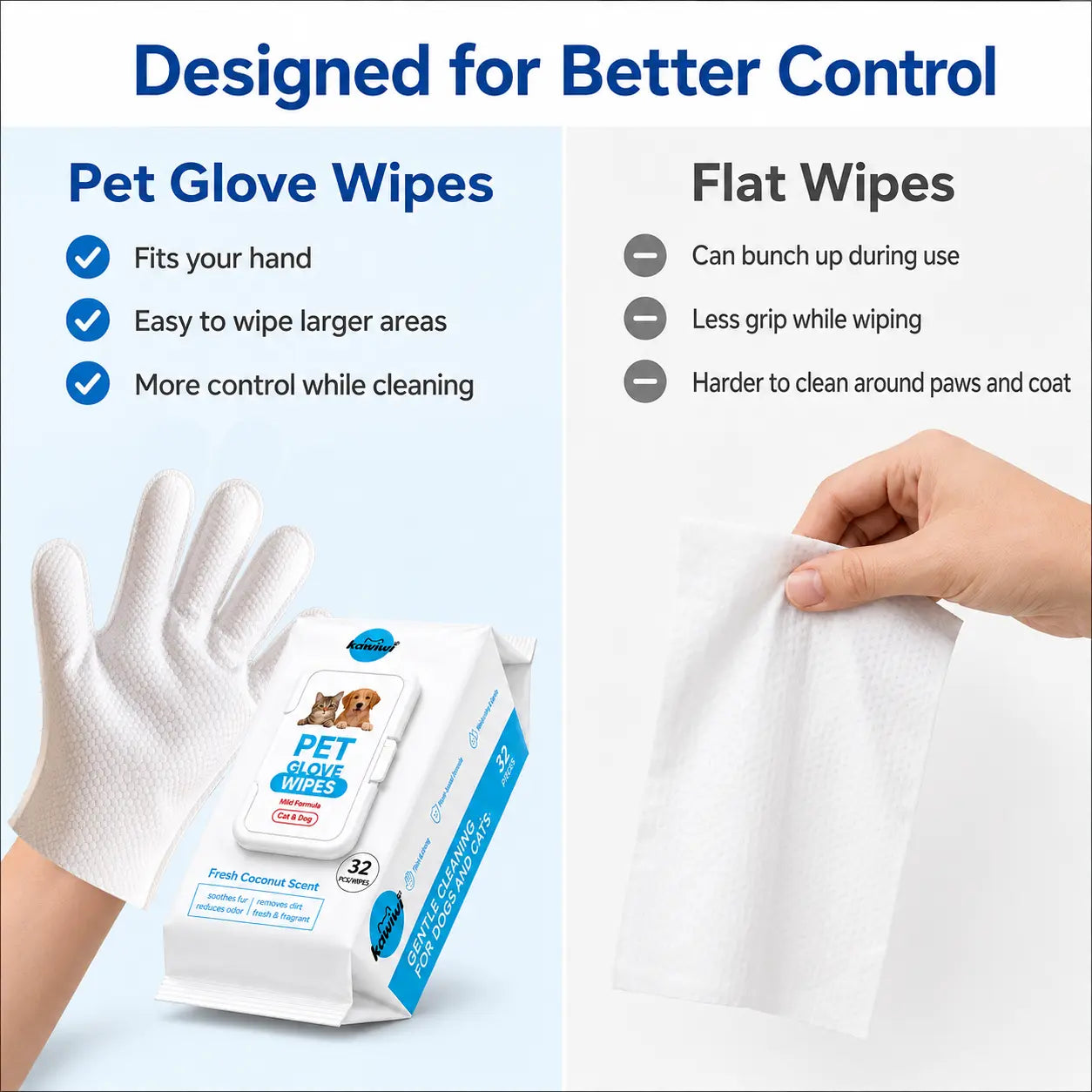Double sided pet grooming mitt for dogs and cats