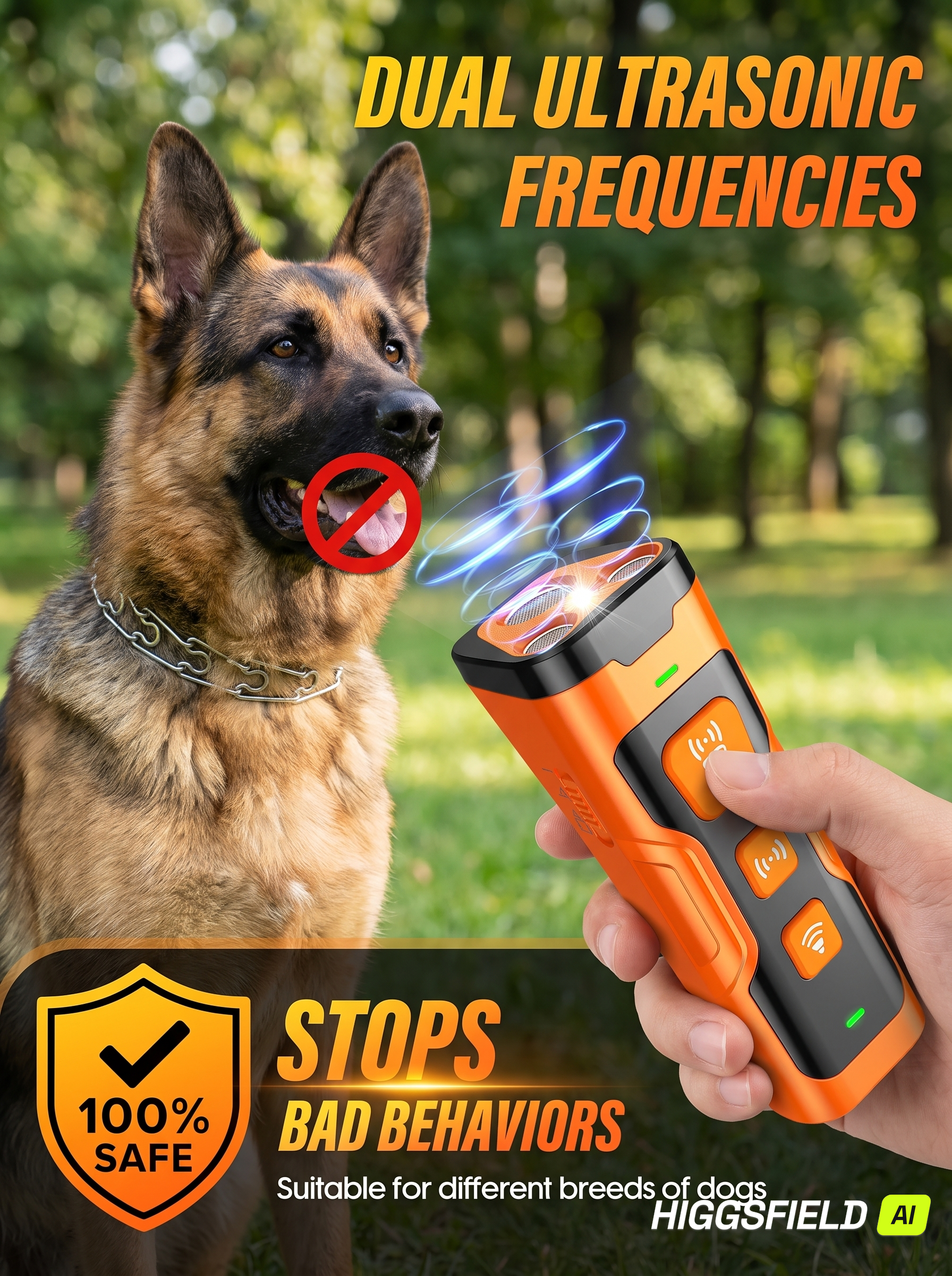Anti bark trainer for dogs – PawBuddies™ ultrasonic bark deterrent with 35ft range